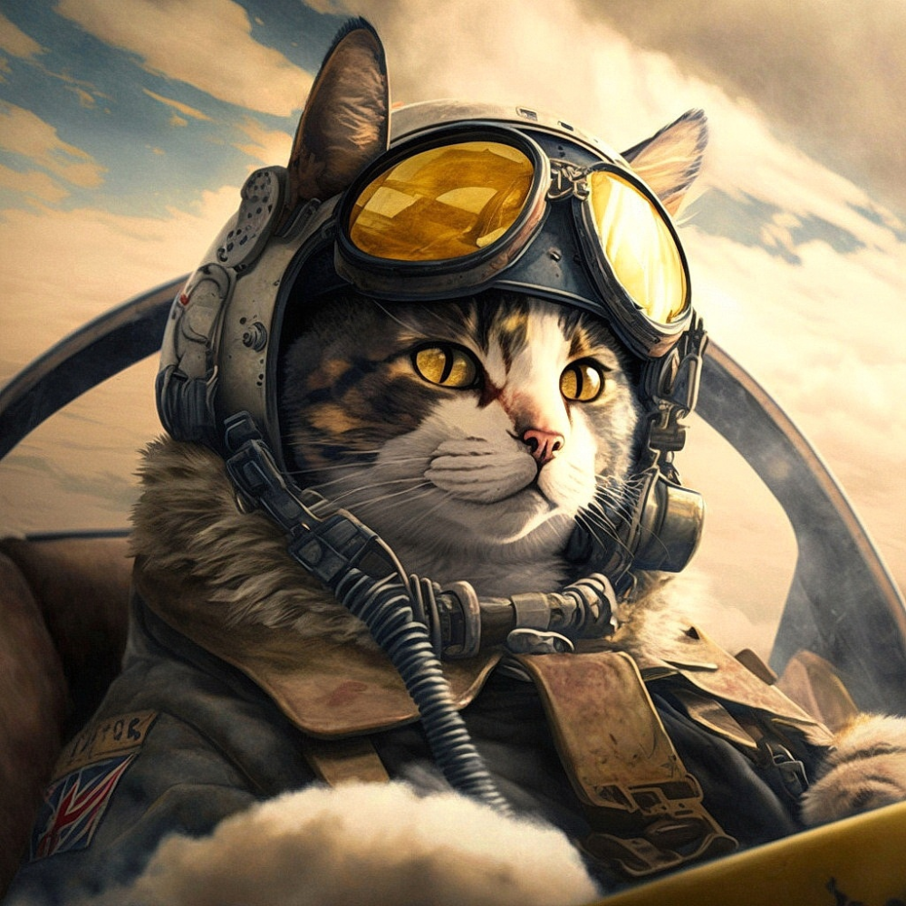 Иллюстрация кот в самолете