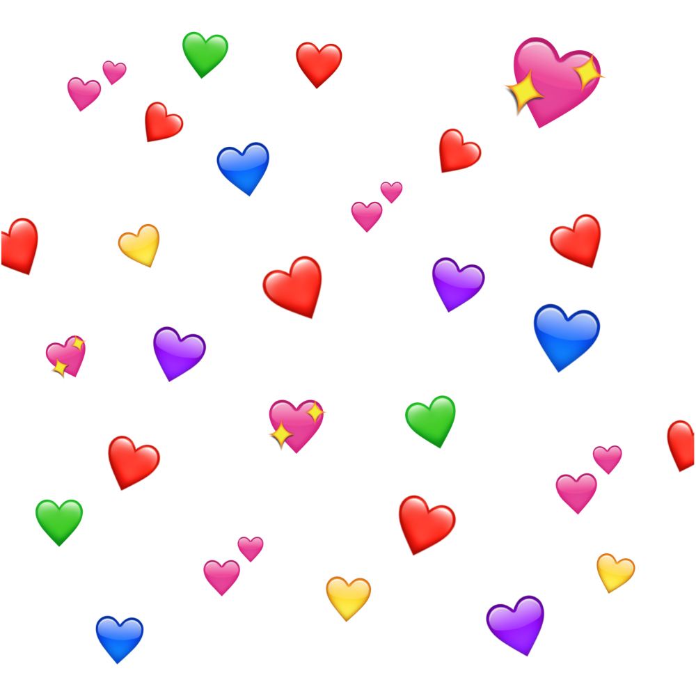 Много разноцветных сердечек