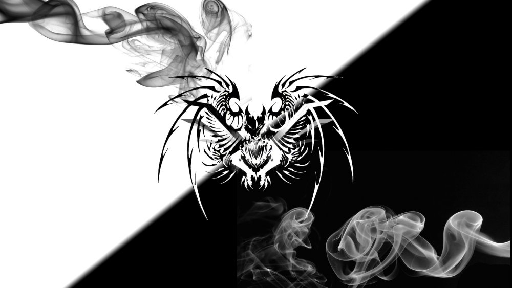 Черный дракон на черном фоне