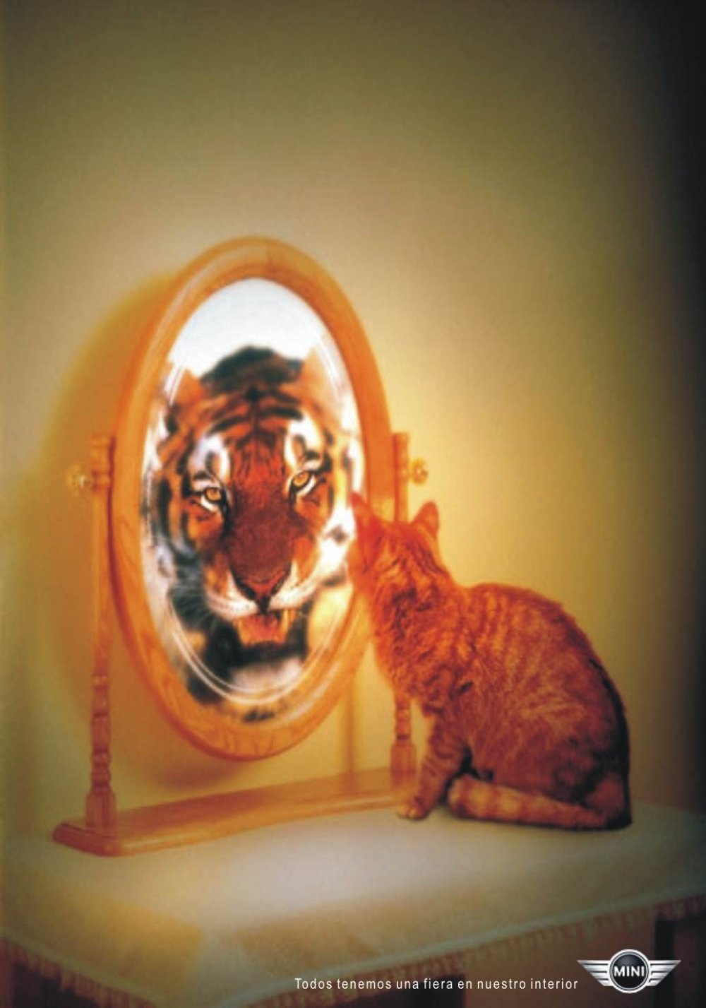 Отражение тигра в зеркале