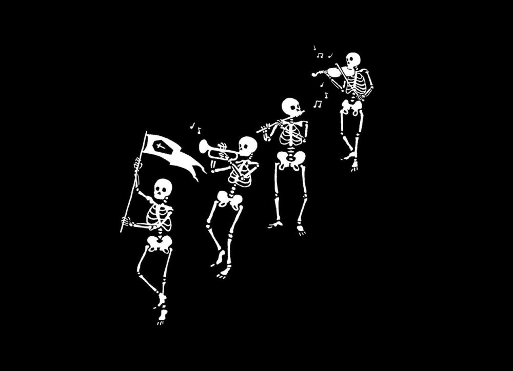 Скелетик на черном фоне