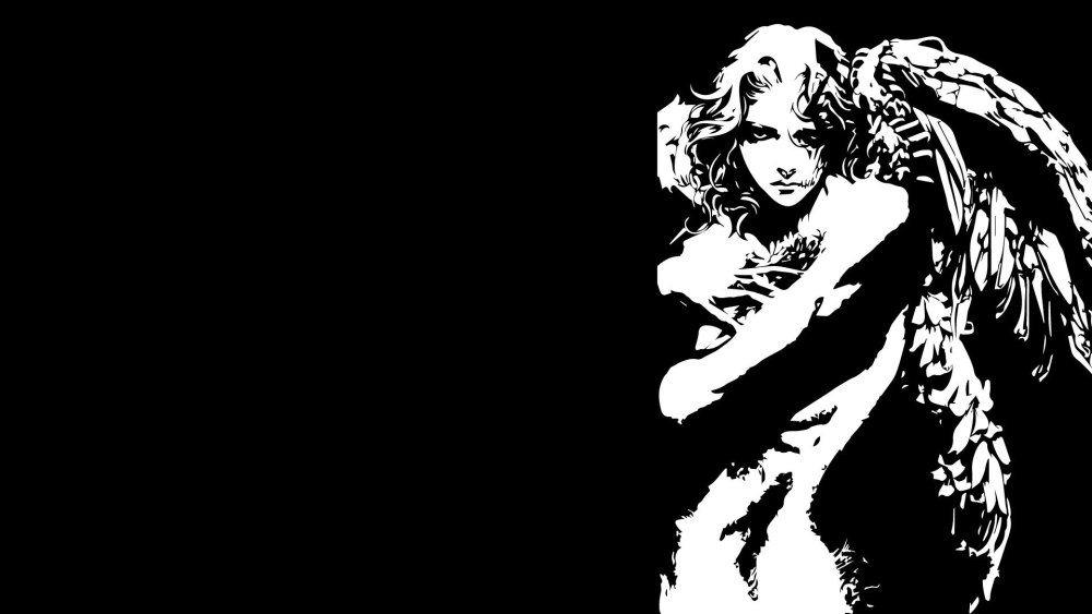 Белые рисунки на черном фоне