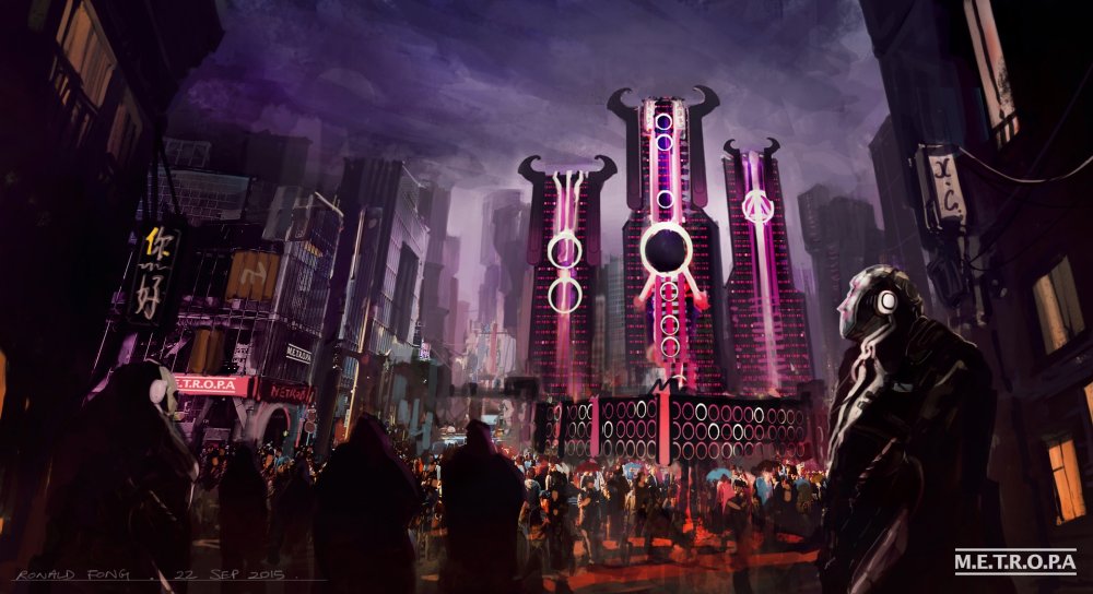 Найт-Сити башня Арасака киберпанк