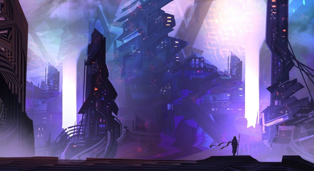 Пиксельный неоновый город