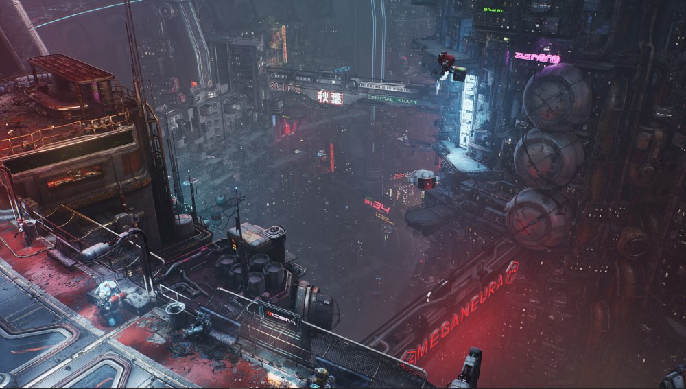 Город киберпанк 2077 неон