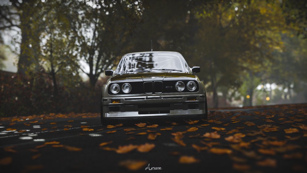 BMW e34 в лесу осень