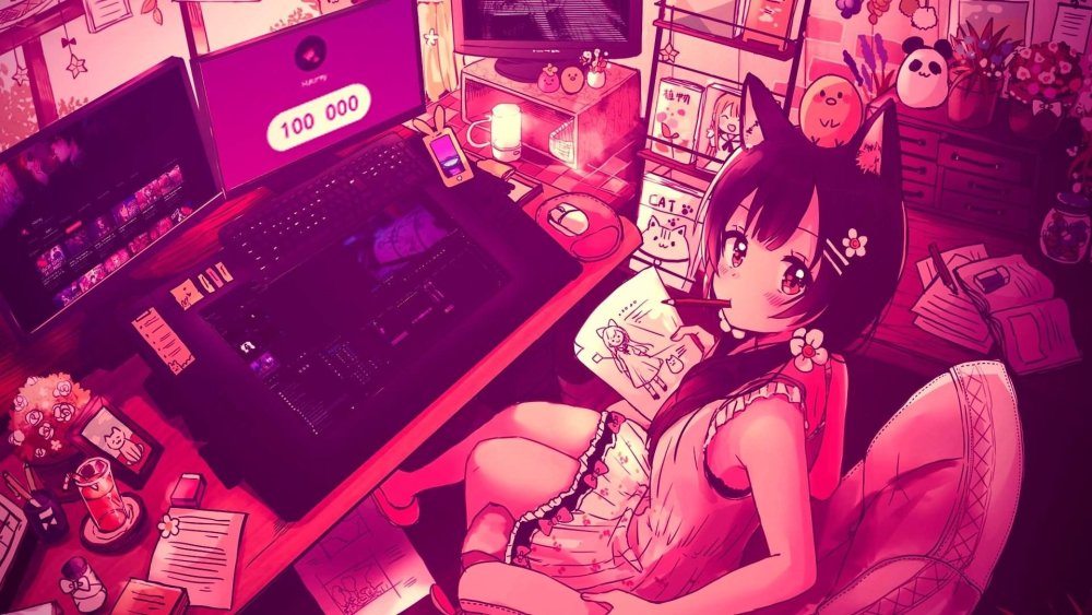 Красивый розовый ноутбук