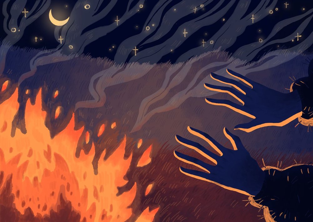 Стихия огонь на прозрачном фоне