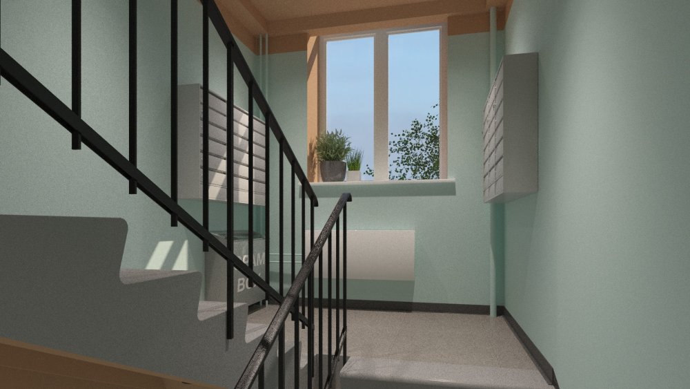 Серые стены в подъезде