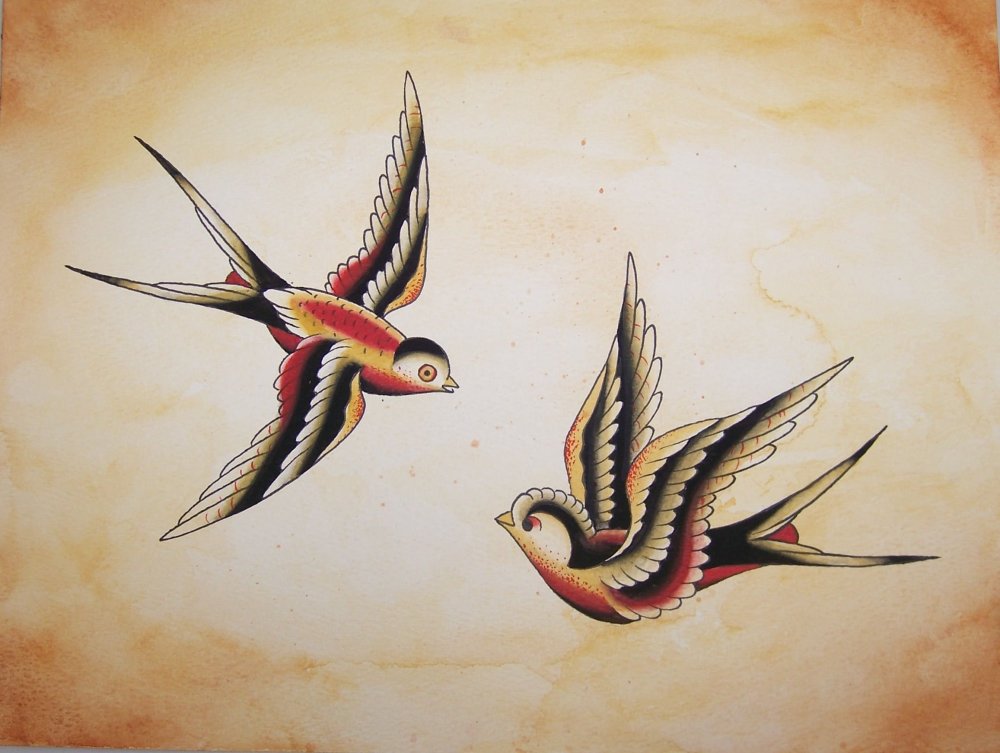 Ласточки в традиционном стиле