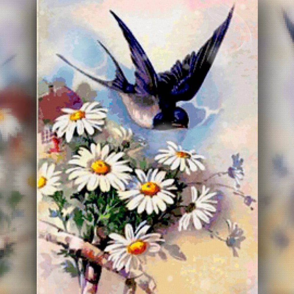 Весенние цветы и птицы