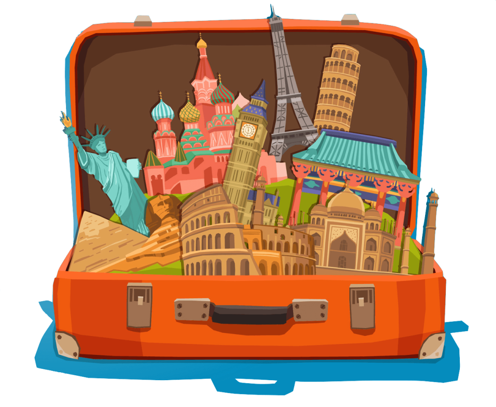 Чемодан на желтом фоне