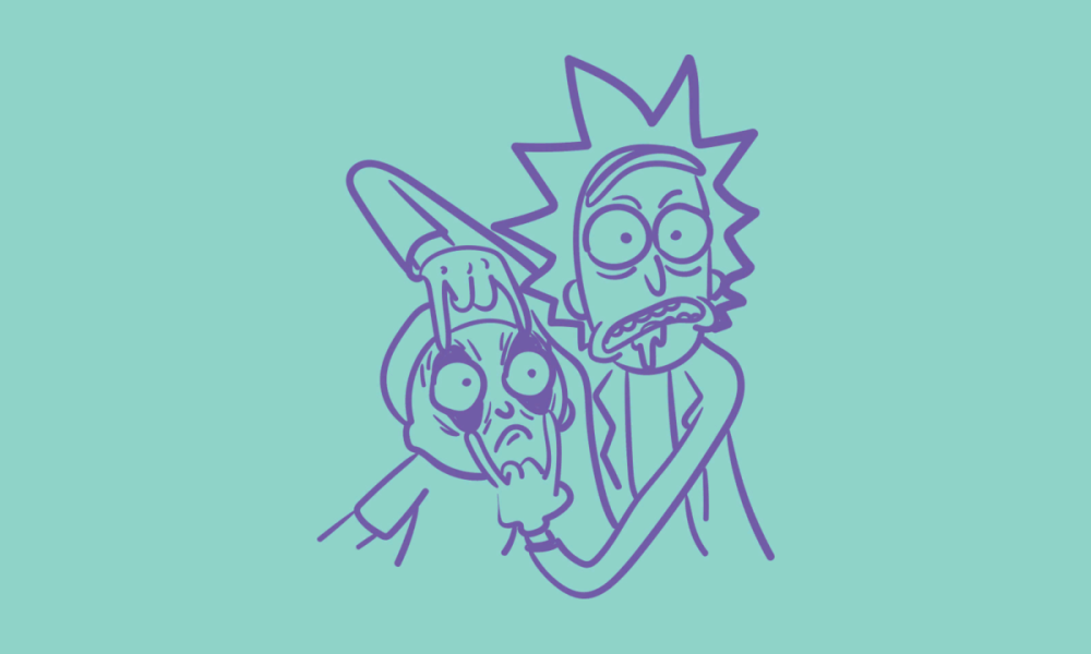 Рик и Морти фиолетовый фон