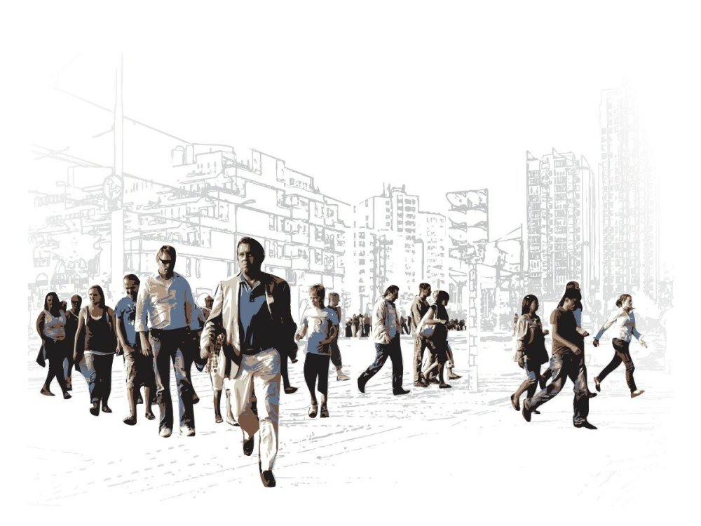 Толпа людей на белом фоне