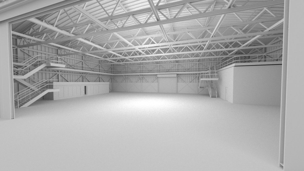 Сцена ангар 3d Max