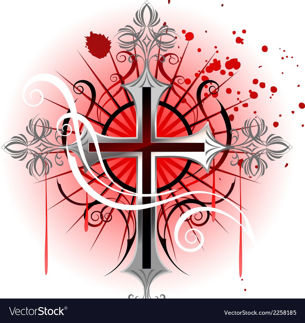 Готический крест на белом фоне