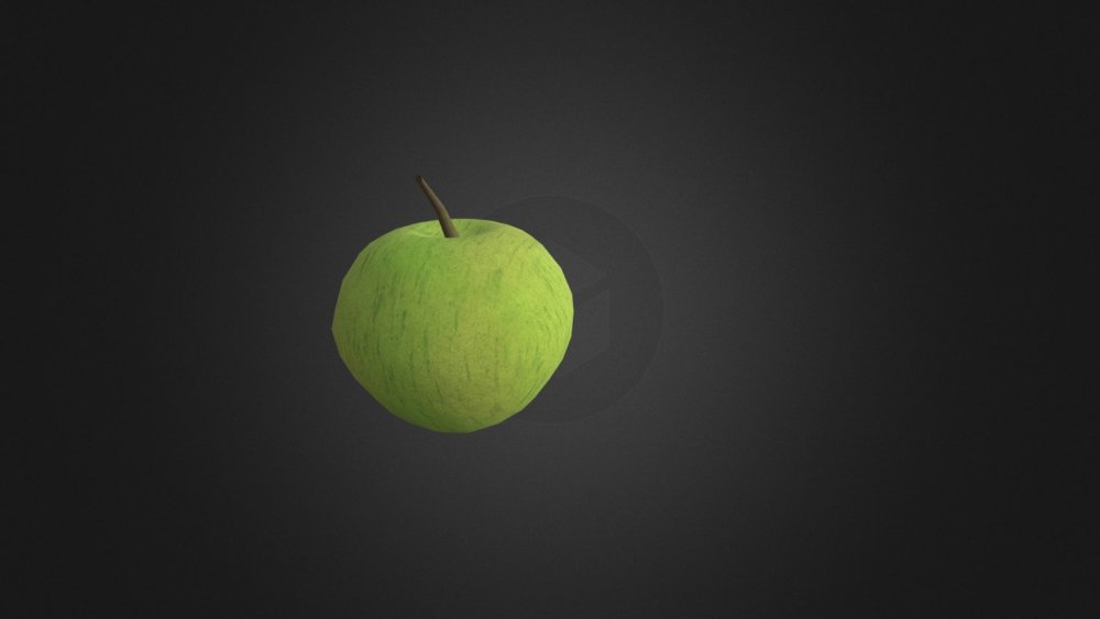 Зеленое яблоко на черном фоне