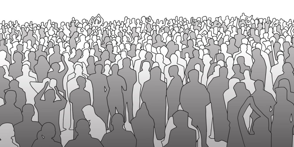 Серая толпа людей