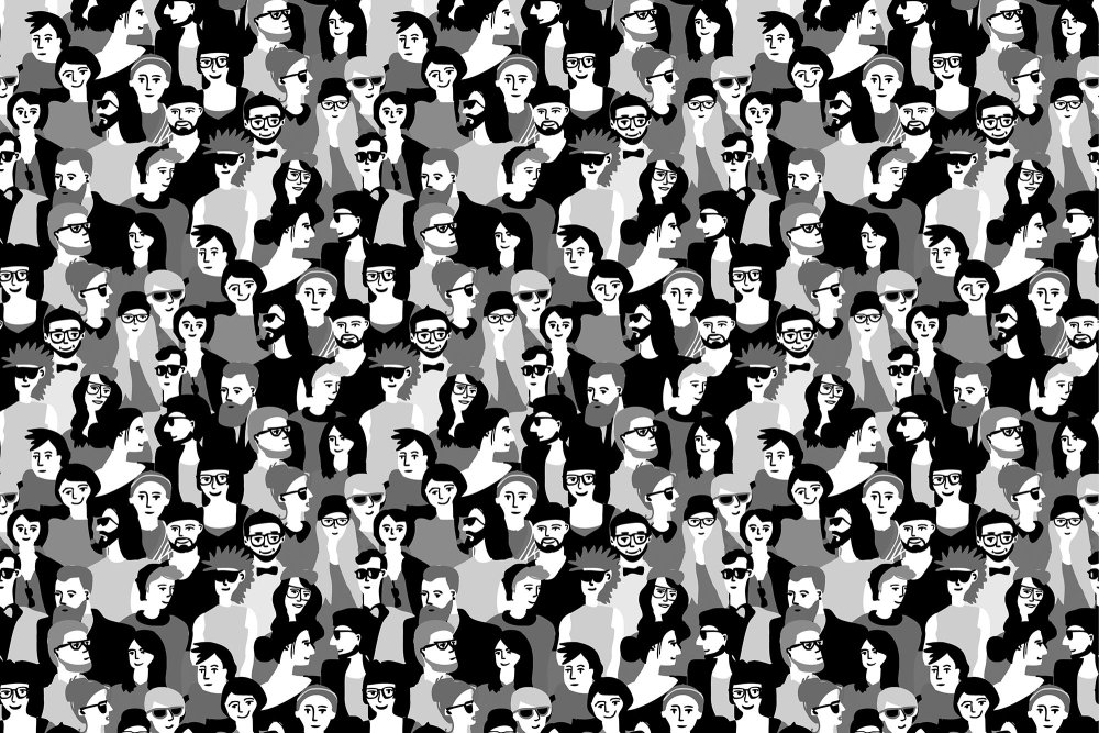 Люди черно белые много