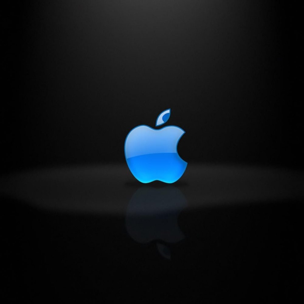 Логотип Apple на синем фоне