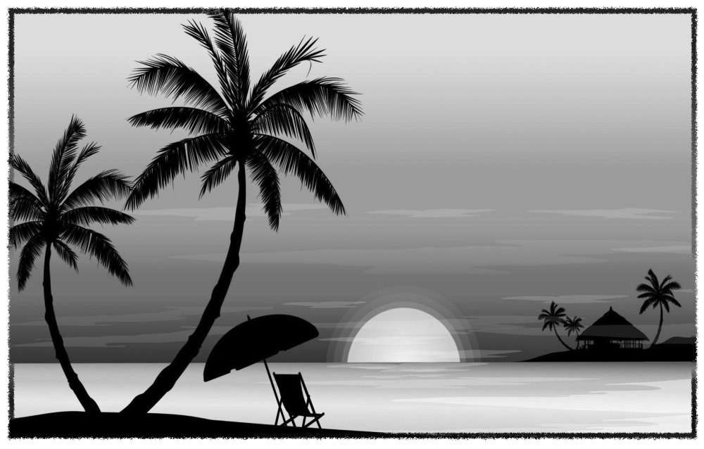 Графический пейзаж с пальмой