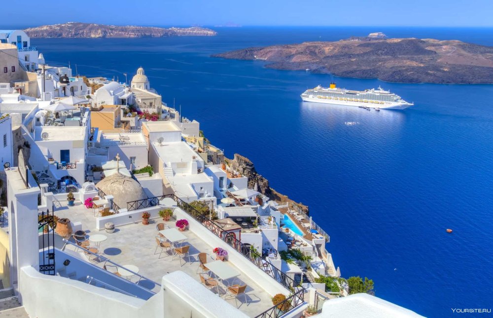 Вид с острова Санторин. Греция.