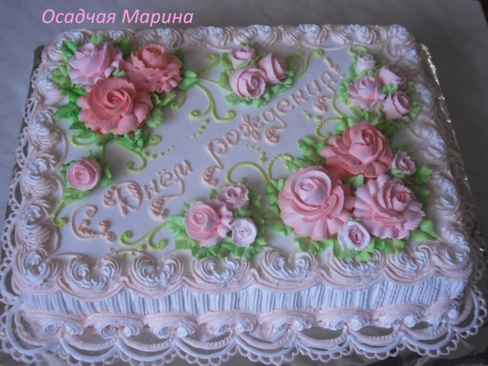 Прямоугольный торт с розами