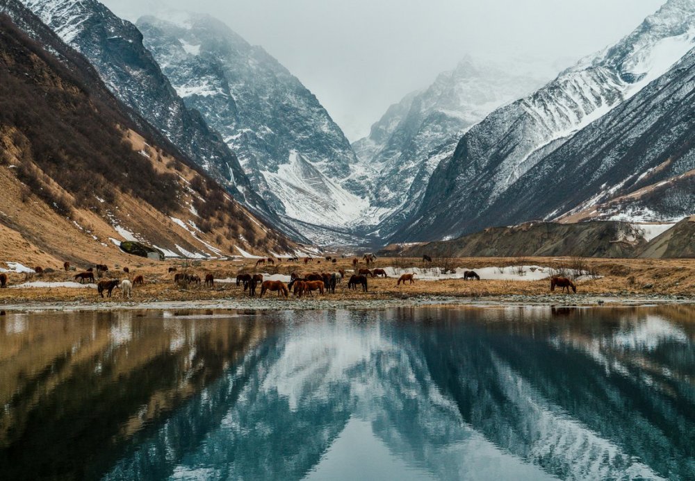 Северная Осетия горы зима