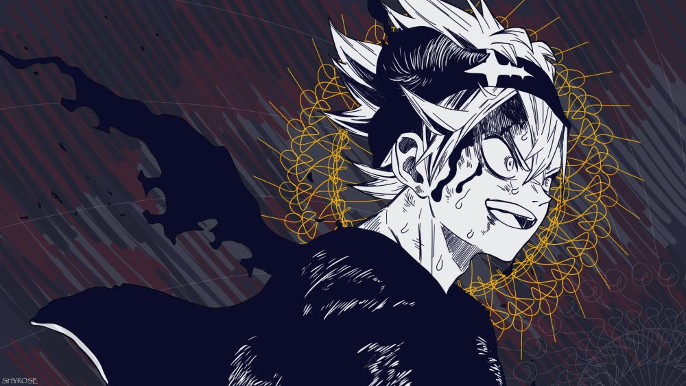 Черный Клевер обои 4к