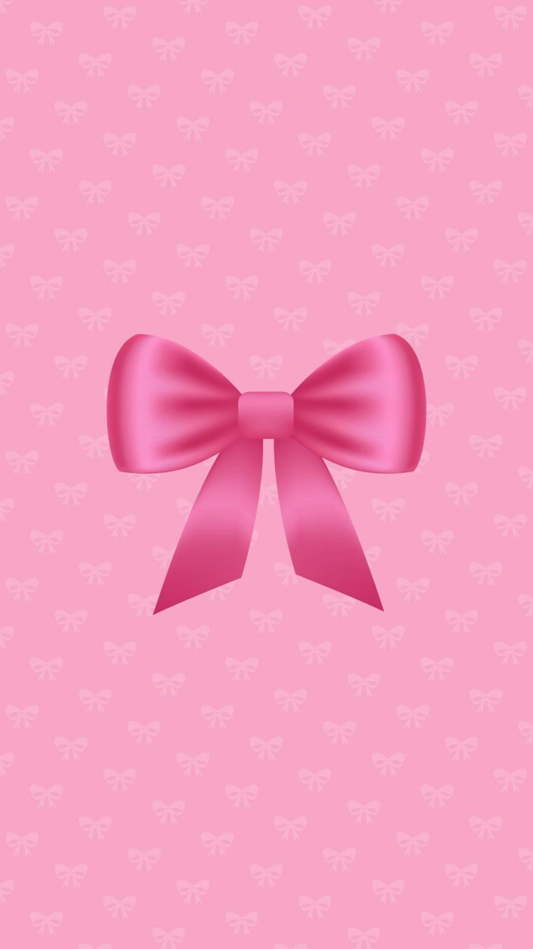 Обои розовые с бантиком