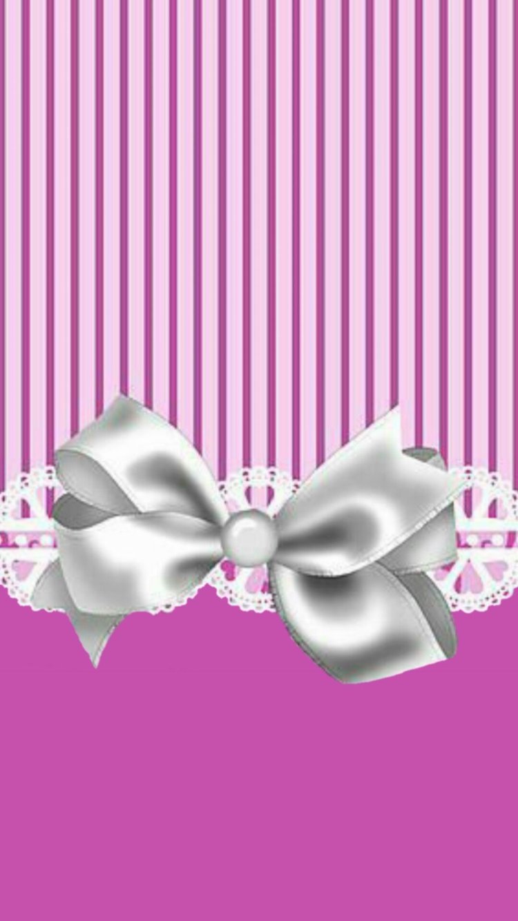 Обои розовые с бантиком