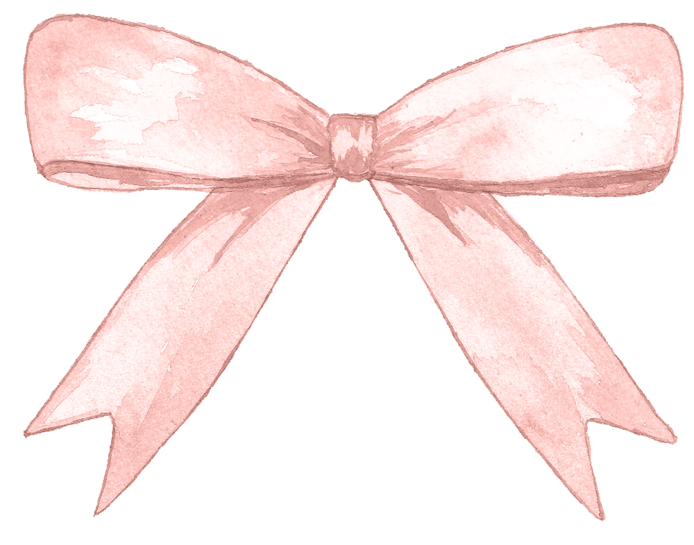 Розовый бант акварель