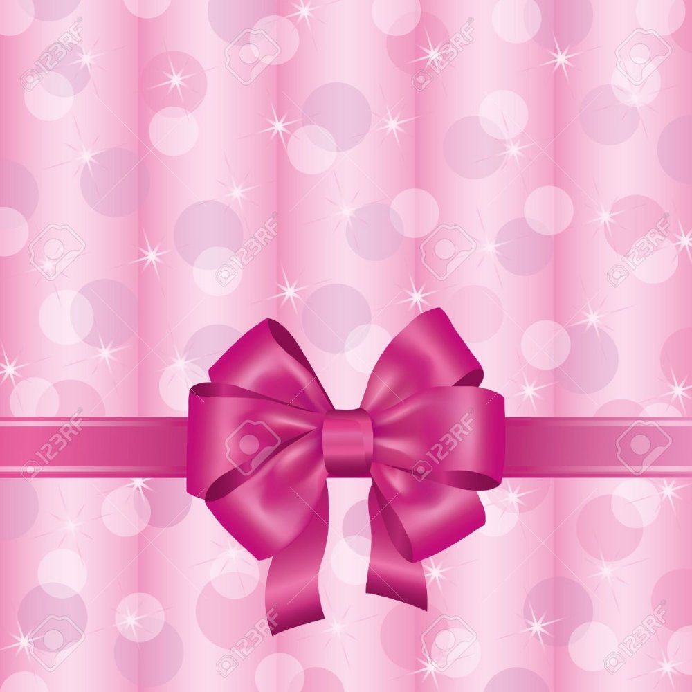 Розовый бант с лентой