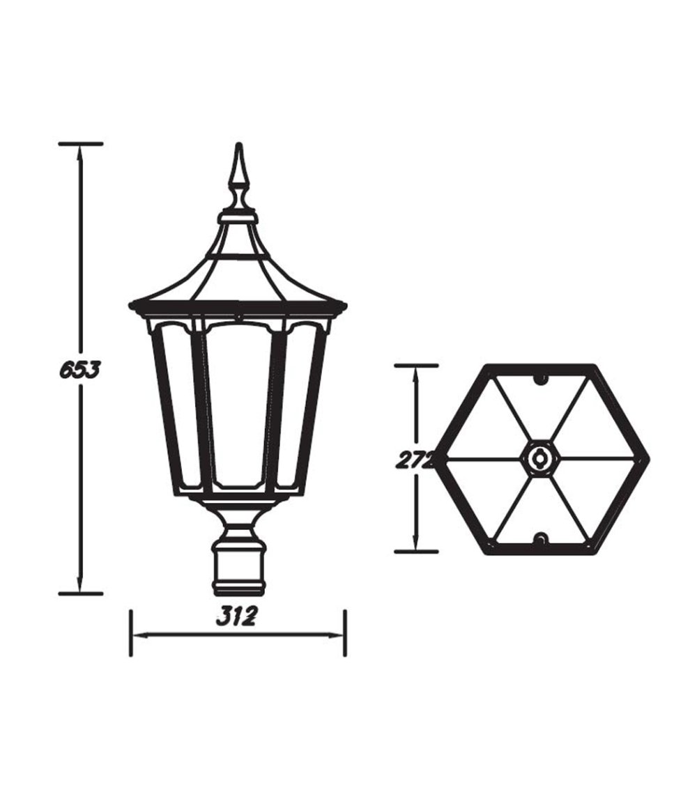 Светильник уличный венчающий е27