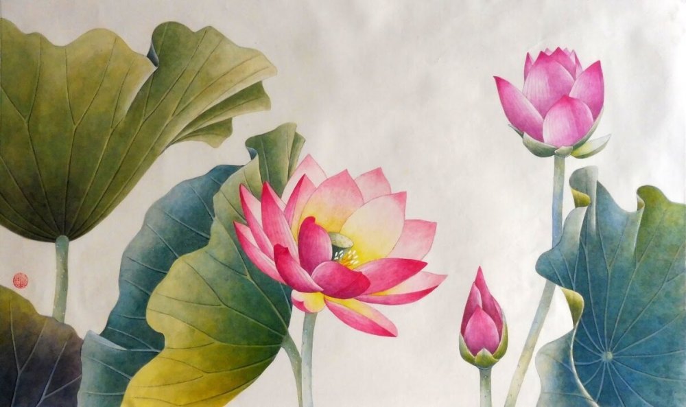 Белый Лотос на синем фоне