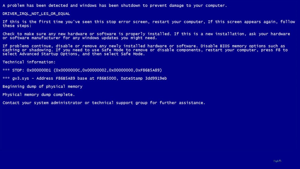 Синий экран Windows XP