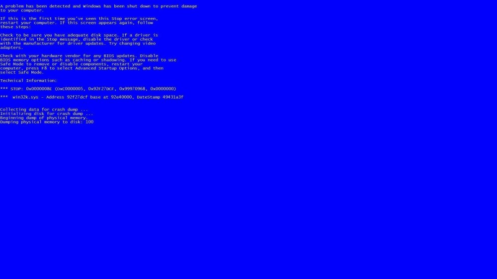 Синий экран смерти фон Windows 10