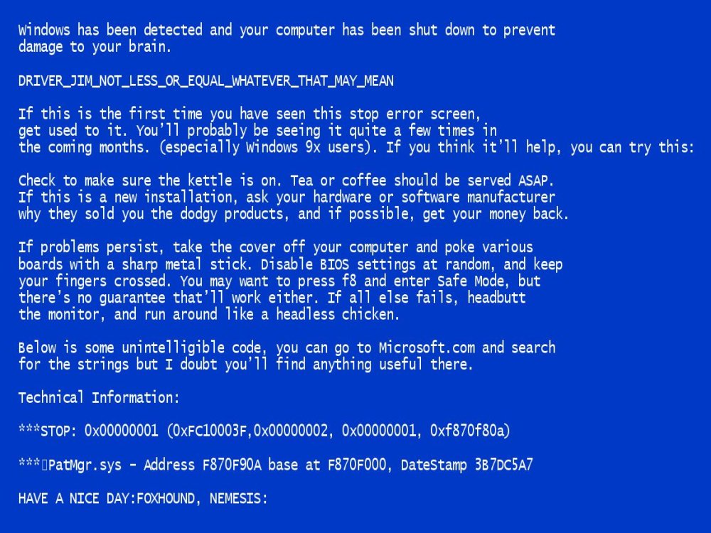 Экран смерти Windows 10