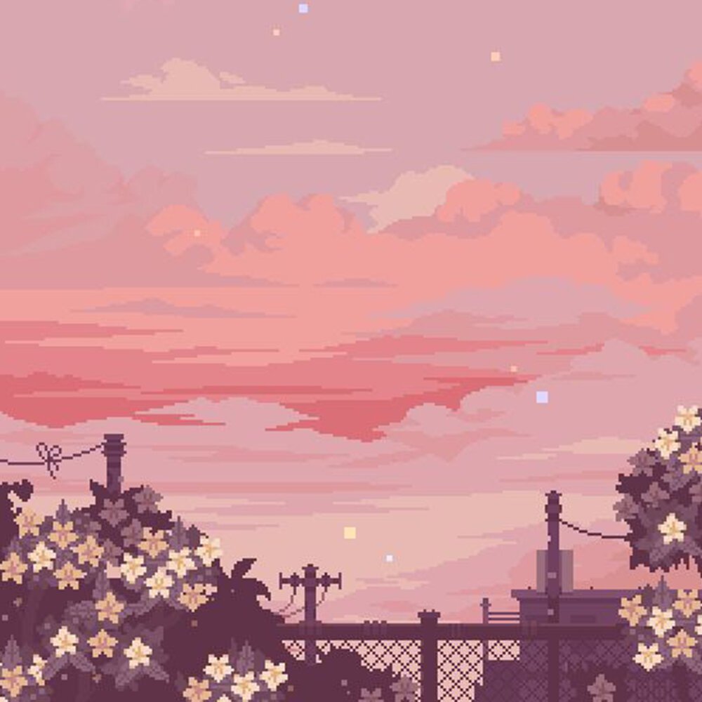 Розовые пиксельные облака