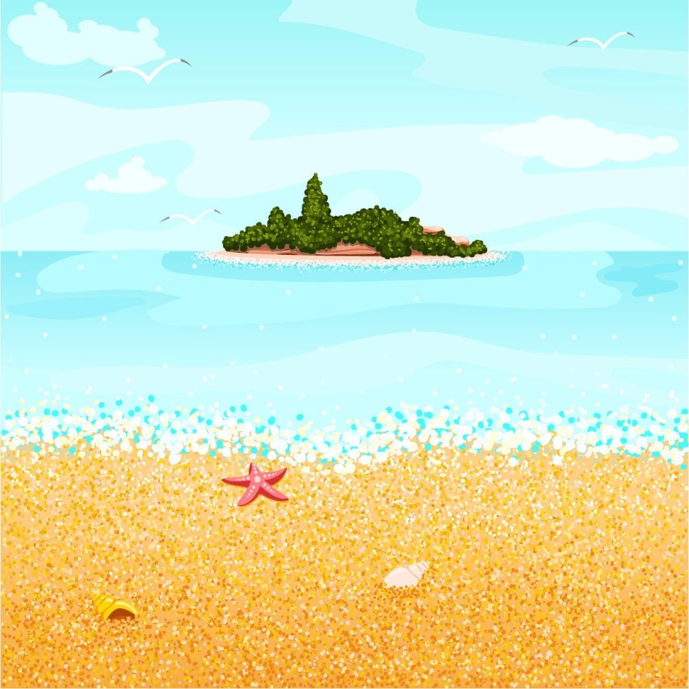 Пляж пиксель арт