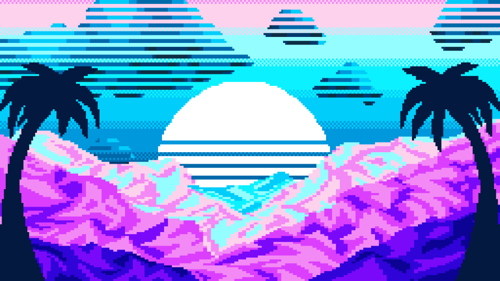 Летний пейзаж пиксель арт