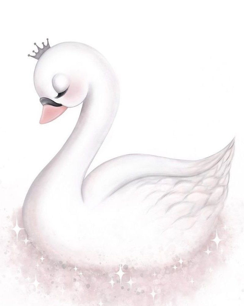 Лебеди на синем фоне