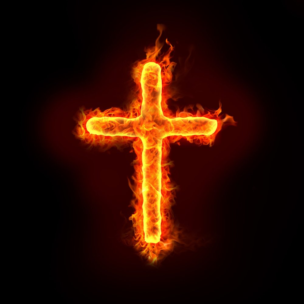 Светящийся крест на черном фоне