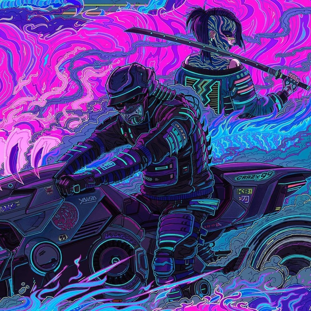 Cyberpunk 2077 город 4k Neon