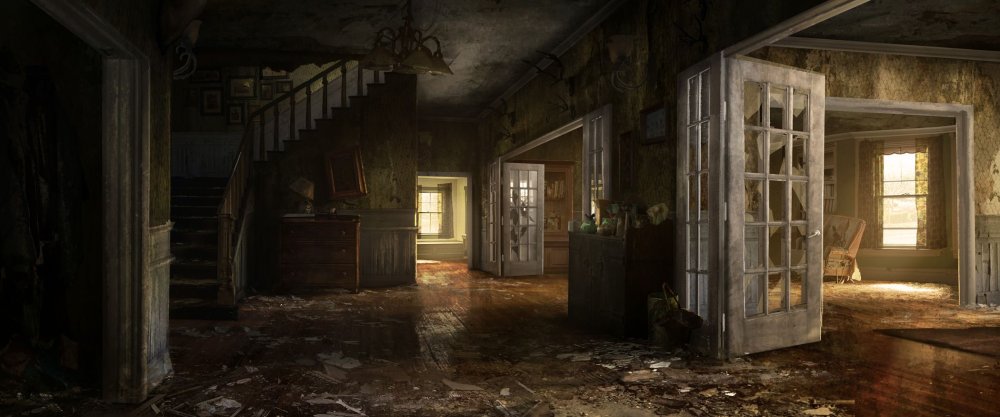 Страшный дом внутри ночью