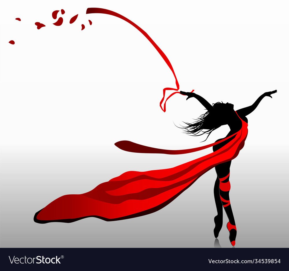 Девушка в Красном платье шелк арт