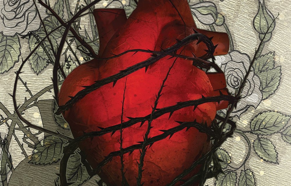 Настоящее сердце на черном фоне