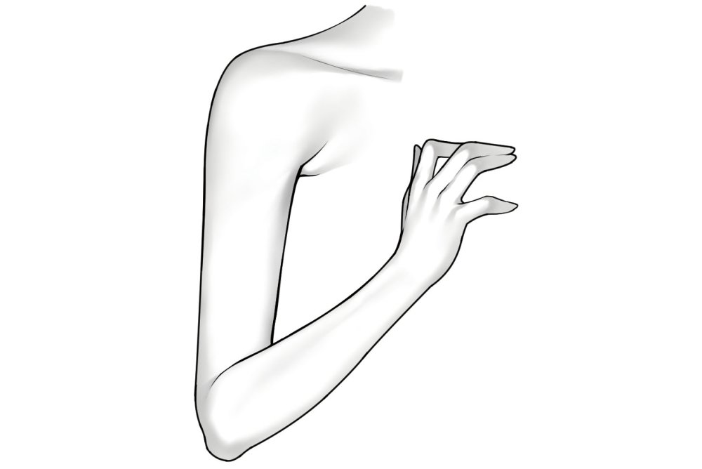 Женская рука от локтя контур