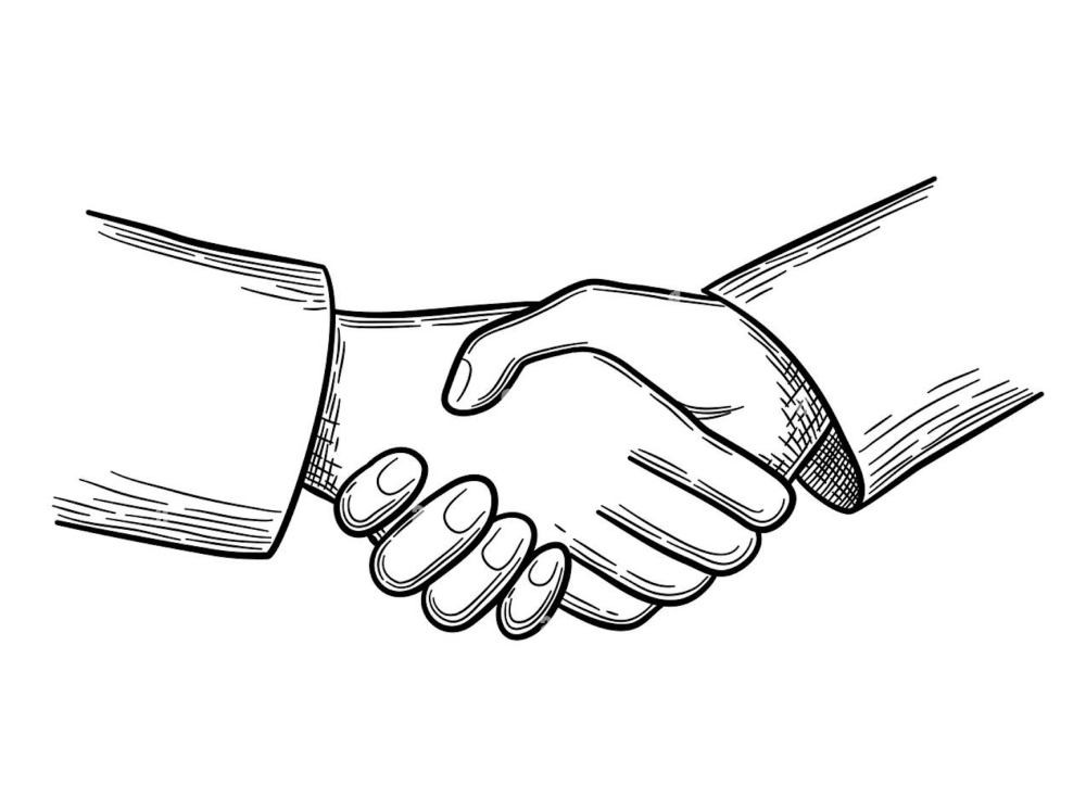 Рукопожатие рисунок карандашом