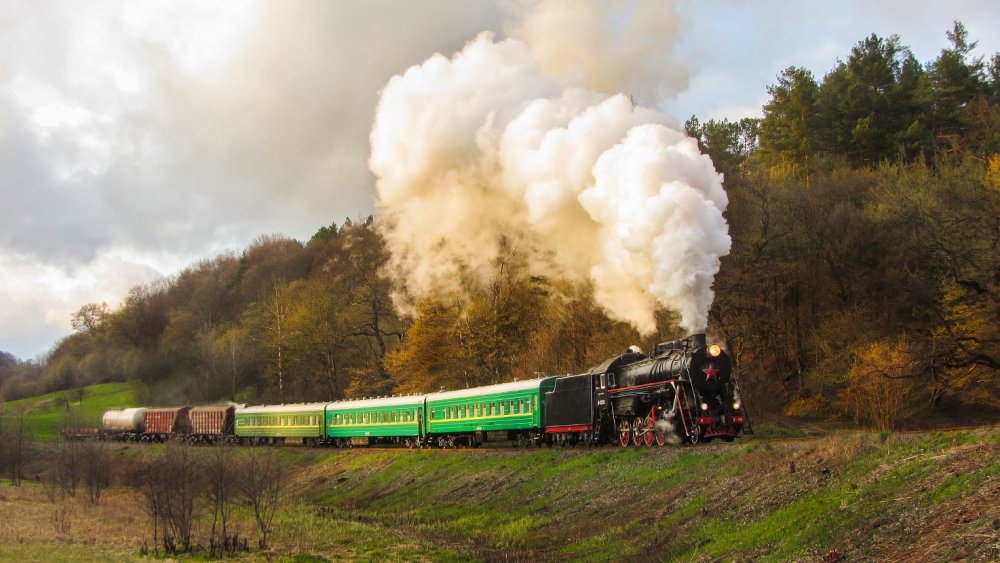 Паровоз зима ночь